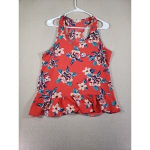 Dilusso Top Womens Large Multicolor Floral Sleeveless Racerback Beachwear Tank